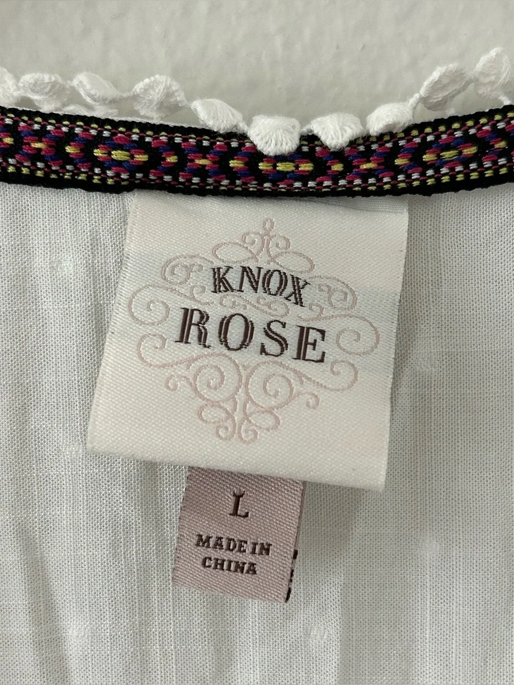 Knox Rose White Tiered Maxi Dress Women’s L Swiss Dot Lace Boho Romantic Beach